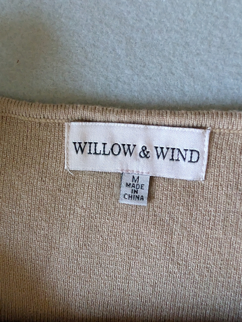 Tan Beige Midi Dress Sweater Bodycon Slit Sz M Minimal Glam Neutral Quiet Luxury image 6